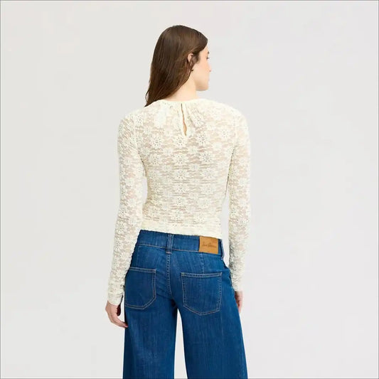 Long Sleeve Lace Crew Neck