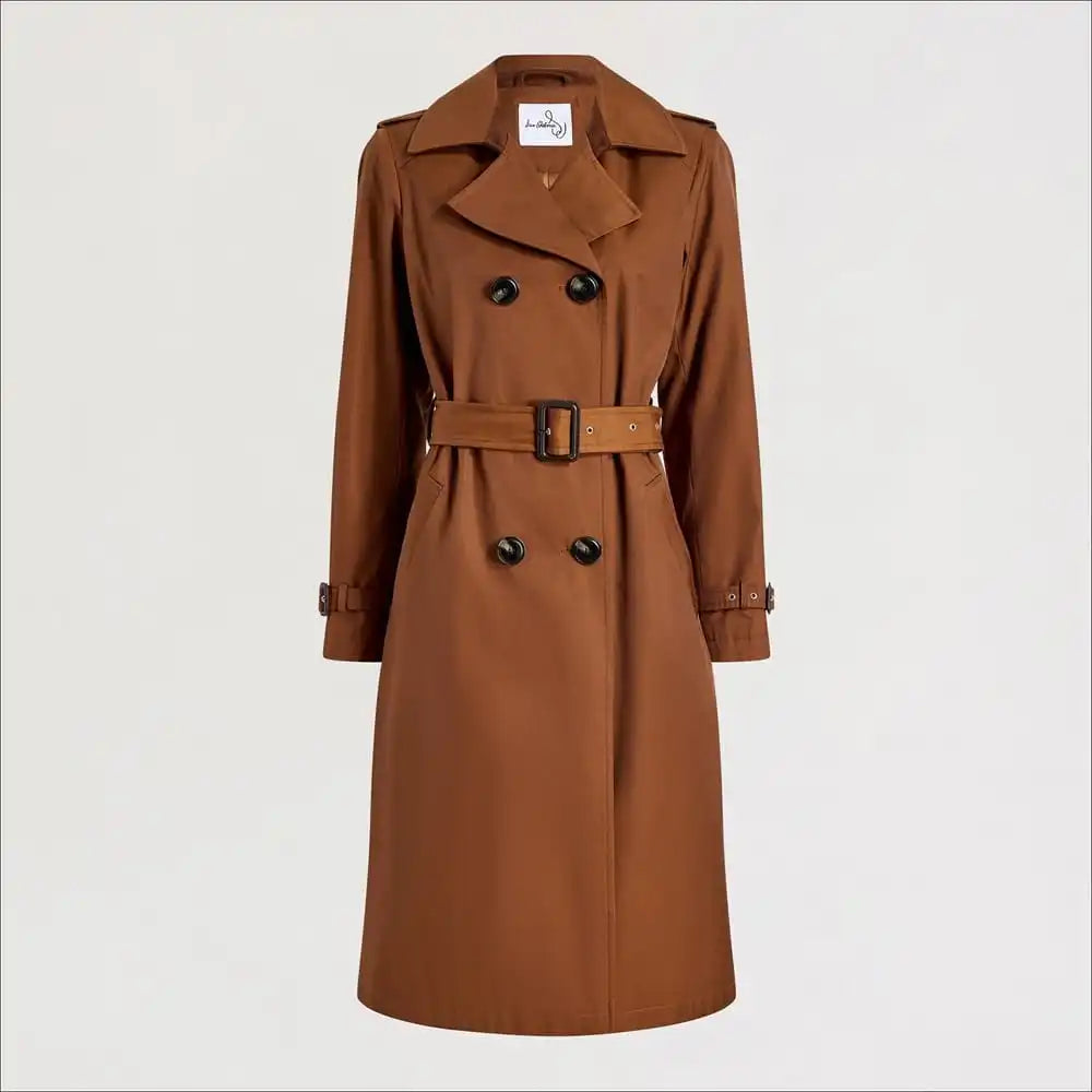 Double Breasted Trench Coat with Faux Suede Trim