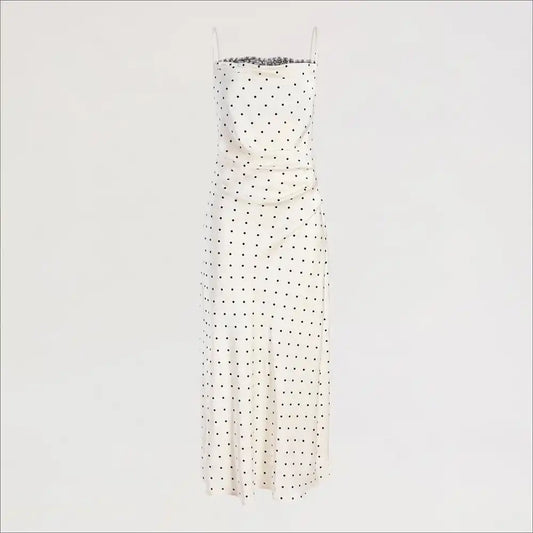 Dot Flocking Drape Slip Maxi Dress