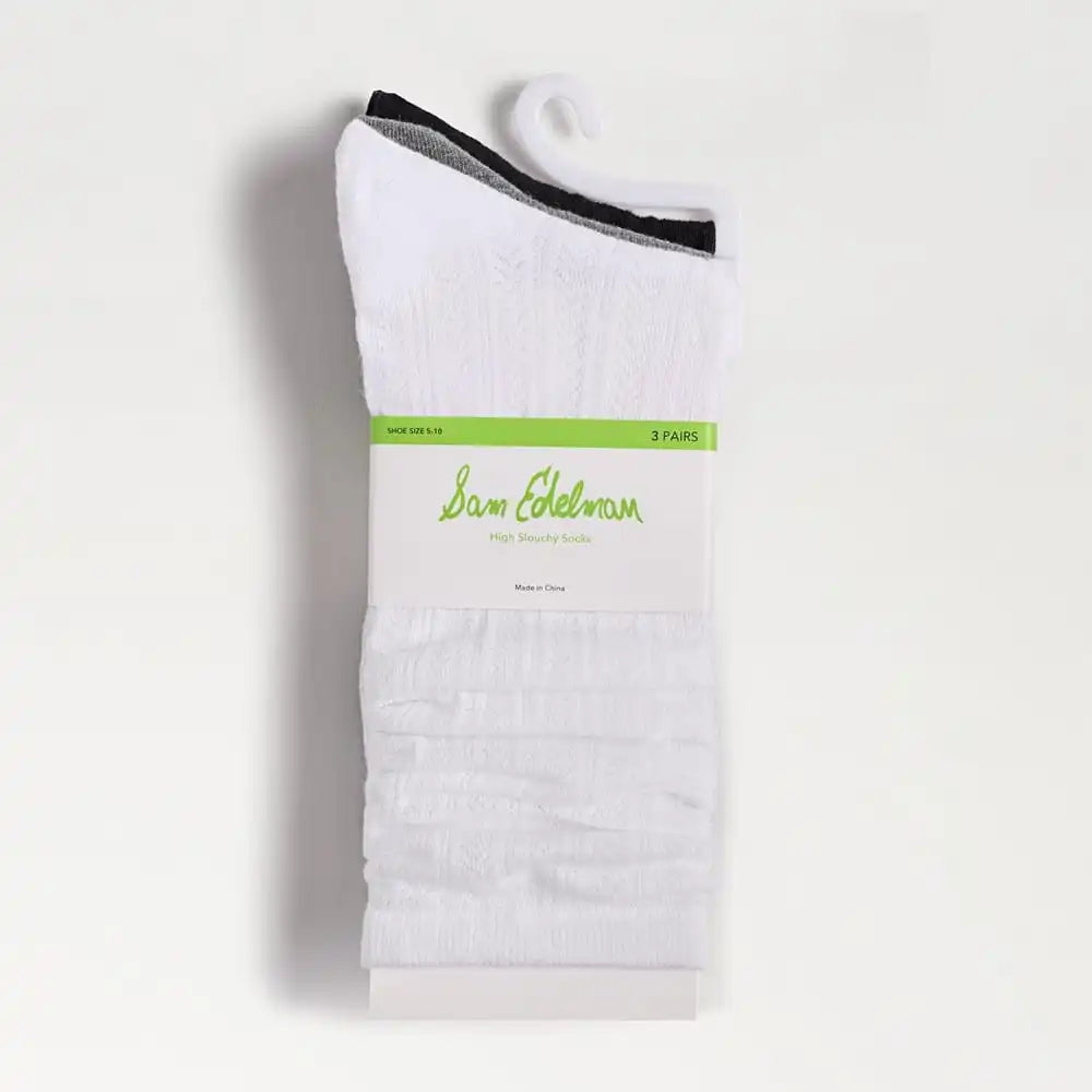 3 Pack Pointelle Rib Slouchy Socks