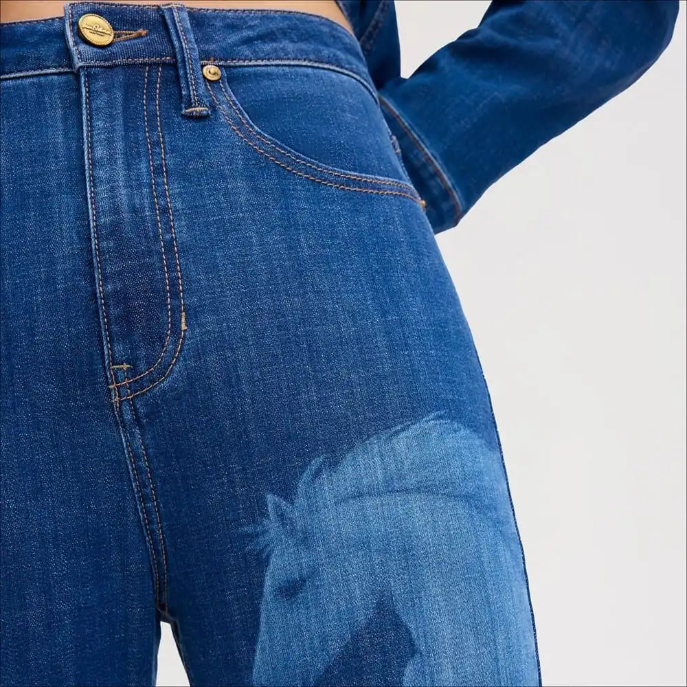 Horse Print High Rise Straight Jean