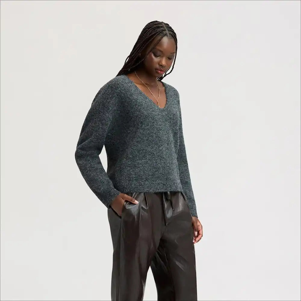 Deep V- Neck Oversized Sweater