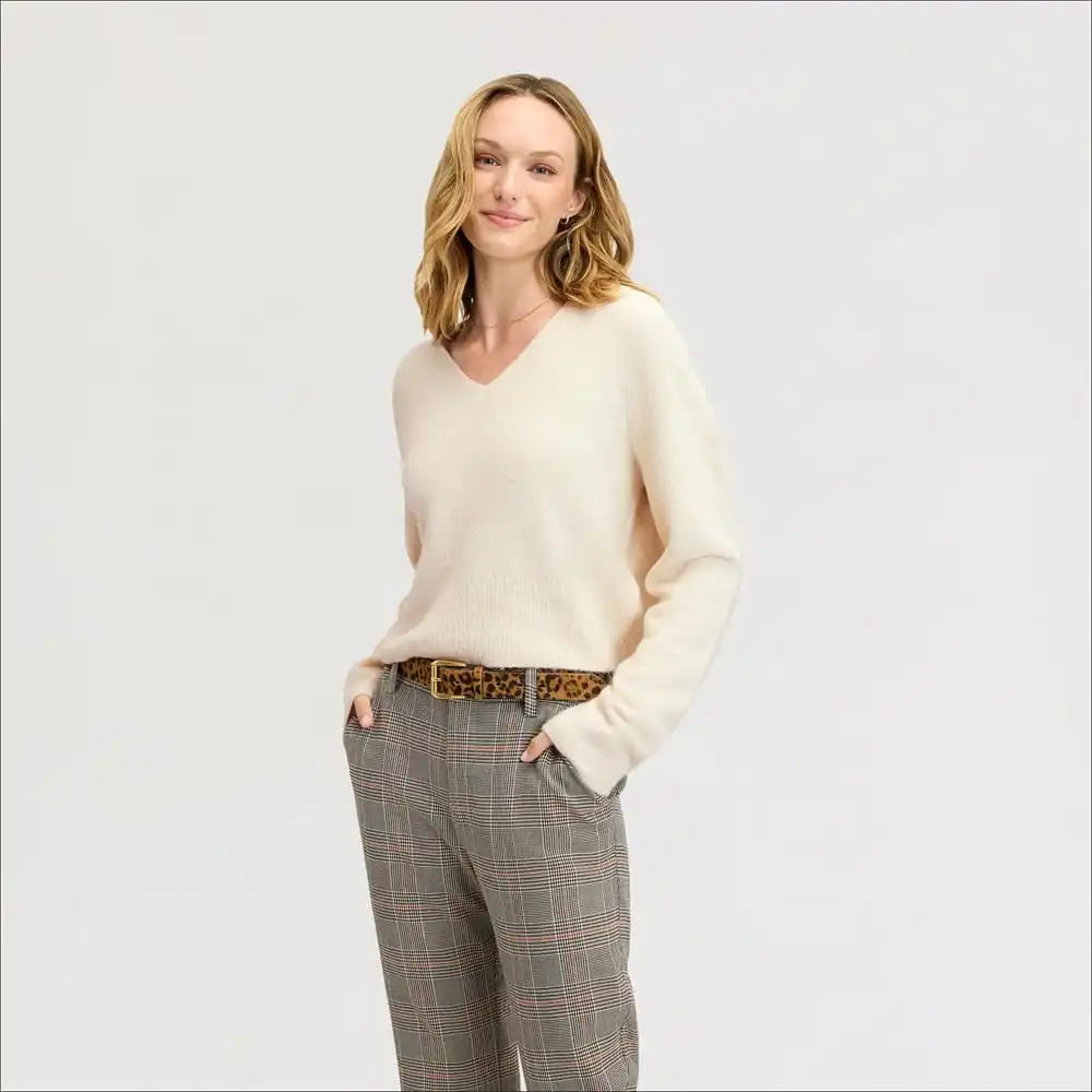 Deep V-Neck High Rib Sweater