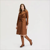Double Breasted Trench Coat with Faux Suede Trim