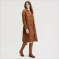 Double Breasted Trench Coat with Faux Suede Trim