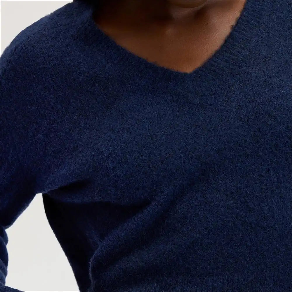 Deep V-Neck High Rib Sweater