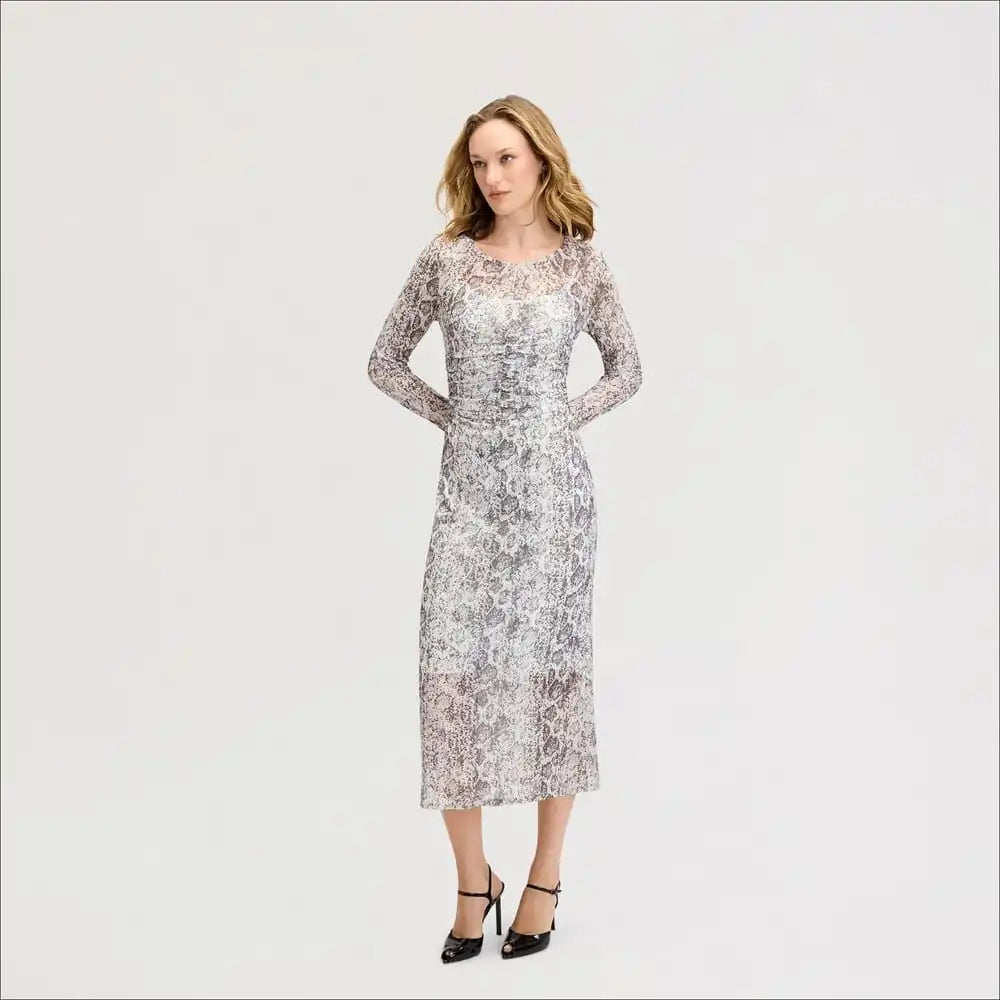 Snakeskin Ruched Maxi Dress