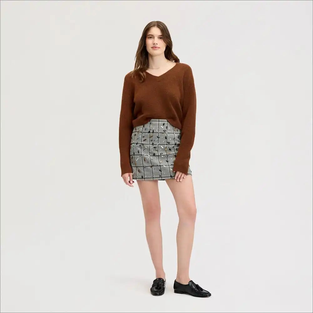 Deep V-Neck High Rib Sweater