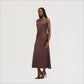 Ruched Satin Maxi Dress
