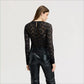 Long Sleeve Lace Crew Neck