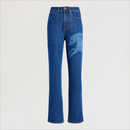 Horse Print High Rise Straight Jean