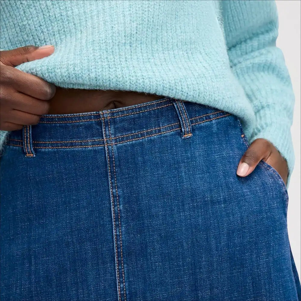 Horse Print Denim Midi Skirt