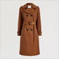 Double Breasted Trench Coat with Faux Suede Trim