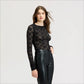 Long Sleeve Lace Crew Neck