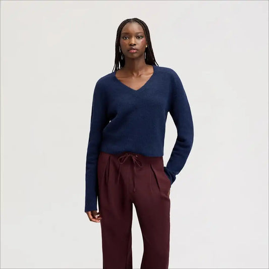 Deep V-Neck High Rib Sweater
