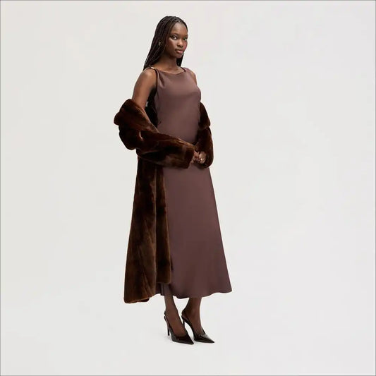 Ruched Satin Maxi Dress