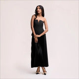 Strapless Pleated Maxi Dress