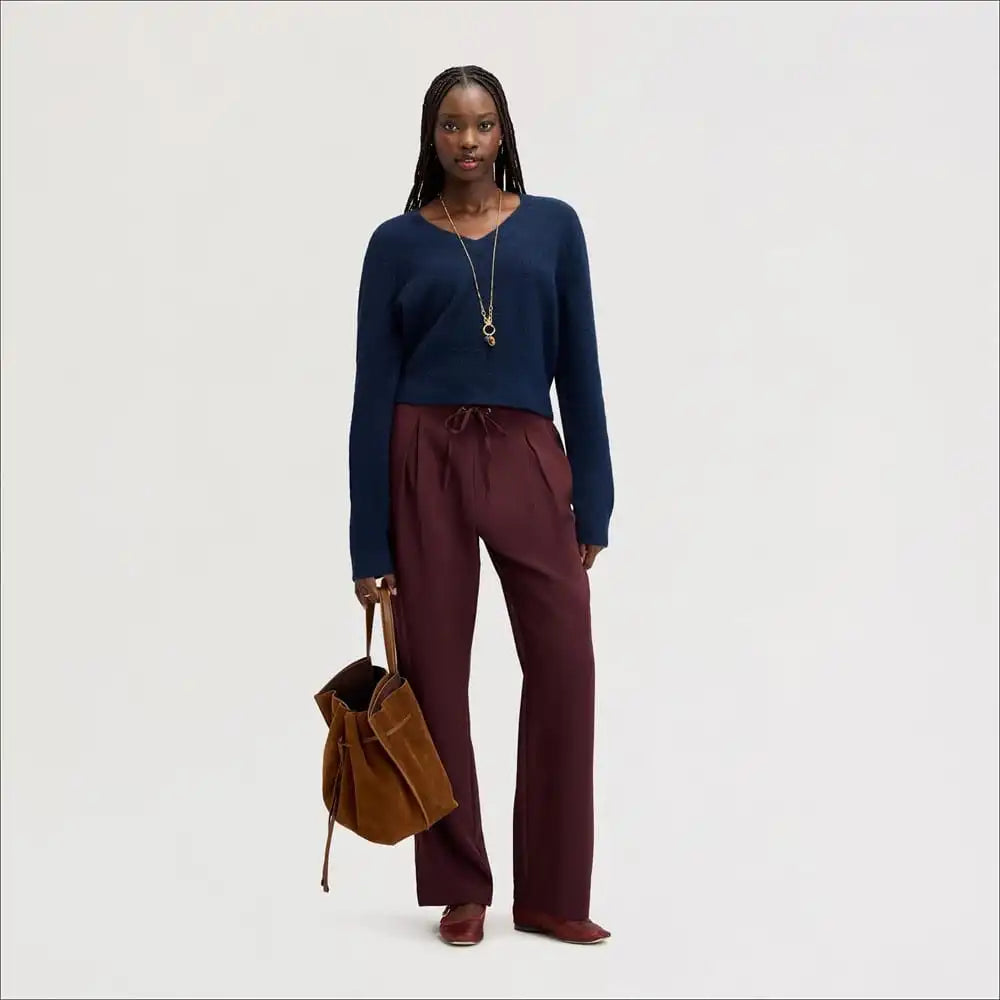Deep V-Neck High Rib Sweater