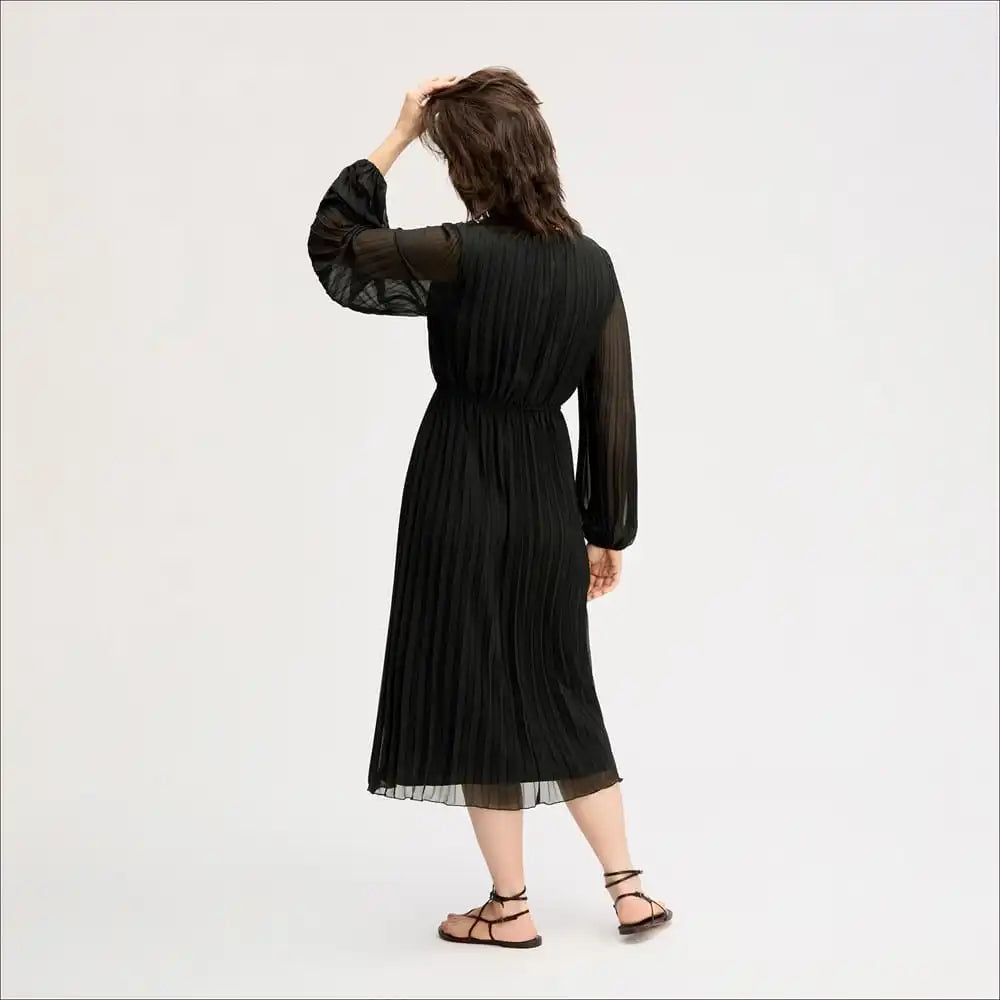 Long Sleeve Plisse Maxi Dress