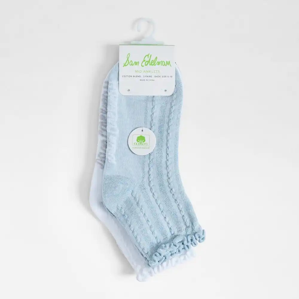 3 Pack Cotton Blend Pointelle Midanklet
