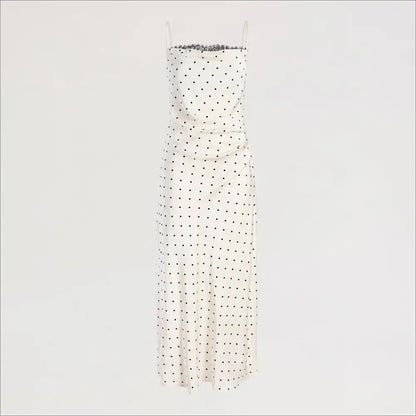 Dot Flocking Drape Slip Maxi Dress