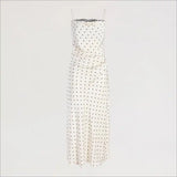 Dot Flocking Drape Slip Maxi Dress