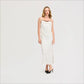 Dot Flocking Drape Slip Maxi Dress