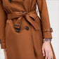 Double Breasted Trench Coat with Faux Suede Trim